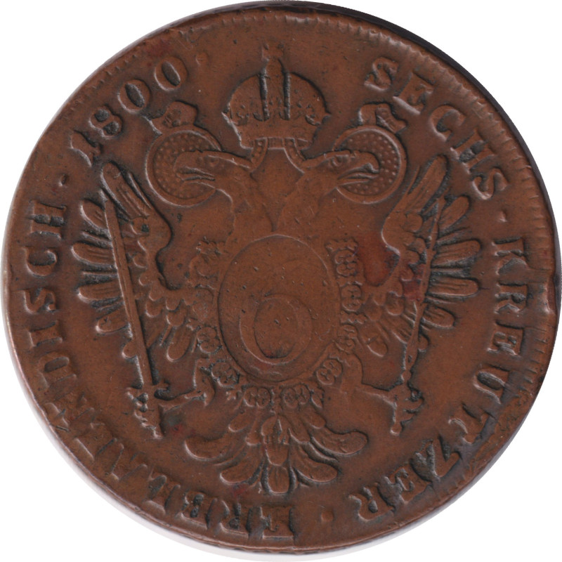 Austria - 6 kreuzer - Franz II - Copper - 1800 B - No253