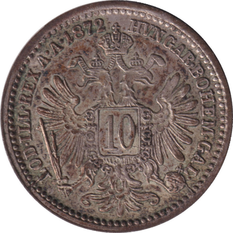 Austria - 10 kreuzer - Franz Jospeh I - Mature head - 1872 - No264