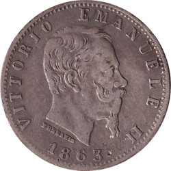 Italy - 20 centesimi - Victor Emmanuel II - Branches - 1863 M - No841