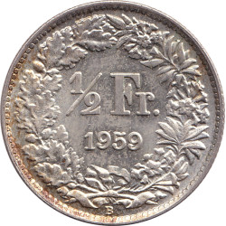Swiss Confederation - 1/2 franc - Helvetia debout - 1959 B - No843