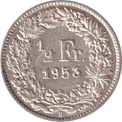 Swiss Confederation - 1/2 franc - Helvetia debout - 1953 B - No848