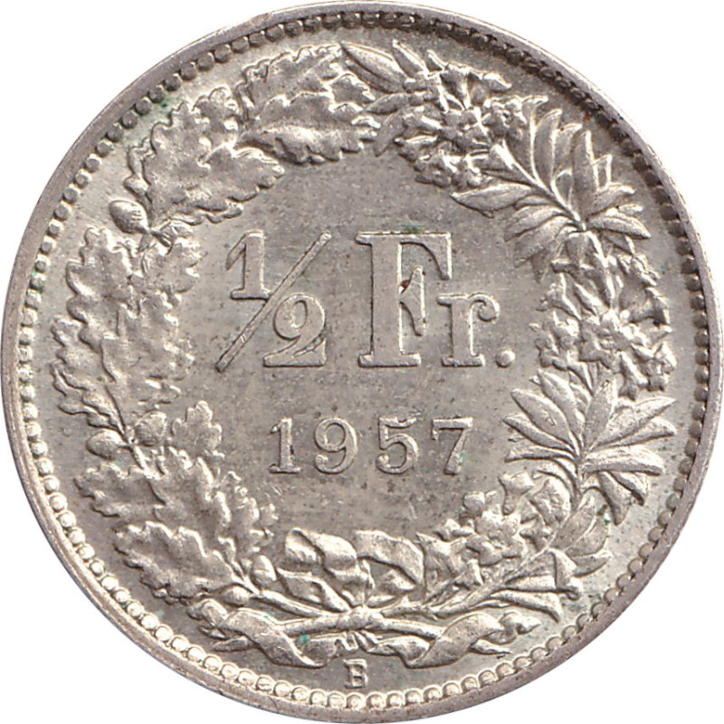 Swiss Confederation - 1/2 franc - Helvetia debout - 1957 B - No852