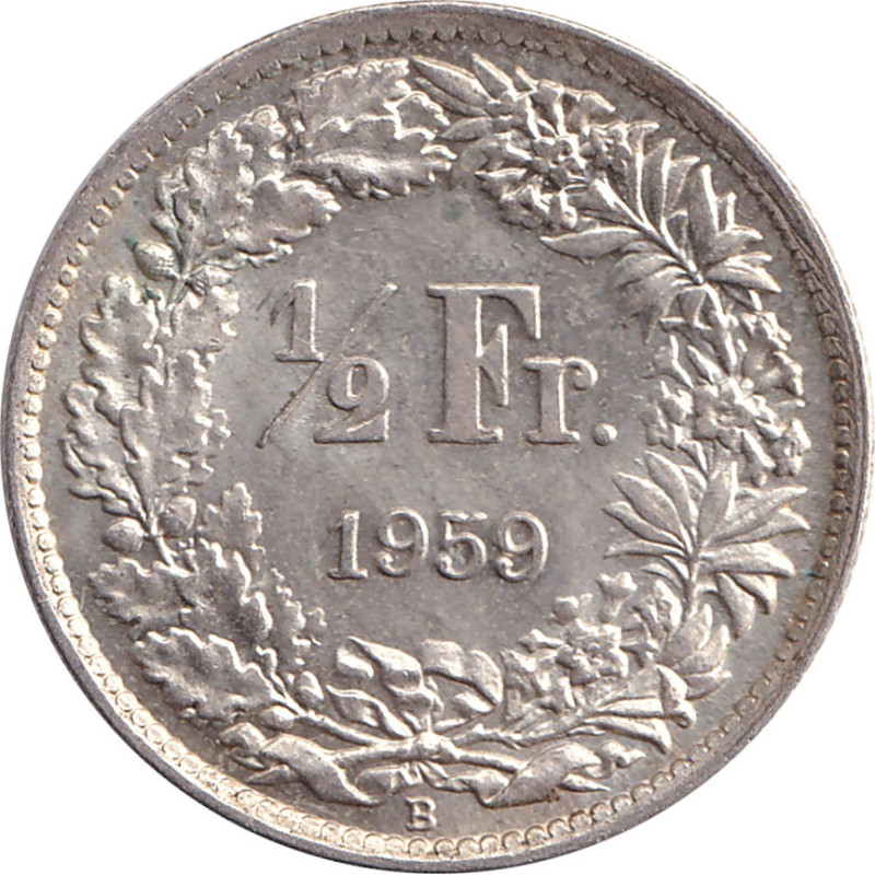 Swiss Confederation - 1/2 franc - Helvetia debout - 1959 B - No854