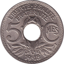 France - 5 centimes - Lindauer - Grand module - 1918 - No855