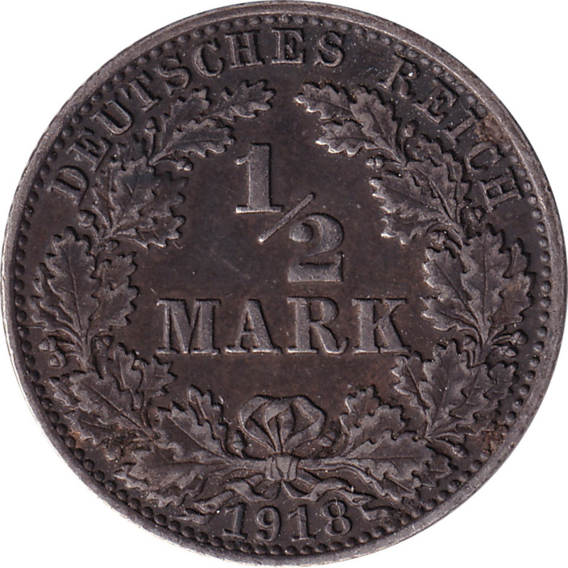 Germany - 1/2 mark - Guillaume II - 1918 A - No858