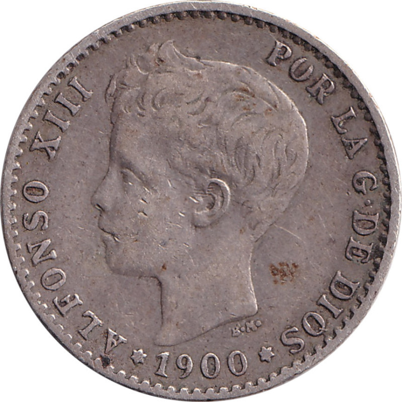 Spain - 50 centimos - Alphonse XIII - Young head - 1900 ✩00 (1900) SM V - No867