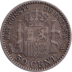 Spain - 50 centimos - Alphonse XIII - Young head - 1900 ✩00 (1900) SM V - No867