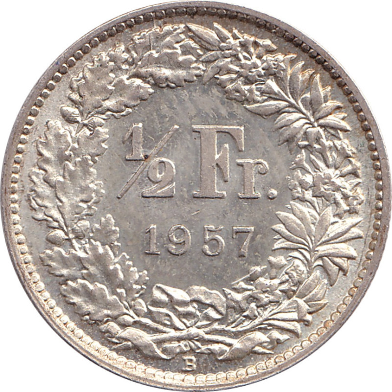 Swiss Confederation - 1/2 franc - Helvetia debout - 1957 B - No870