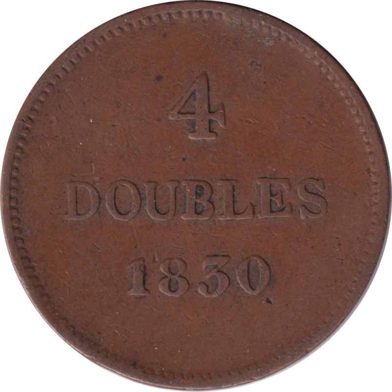 Guernsey - 4 doubles - Blason - 5 feuilles -  1830 - No557