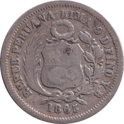 Peru - 1/5 sol - Liberté assise - Couronne étroite - 1863 YB - No821