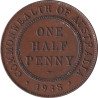 Australia - 1/2 penny - George VI - Premier revers - 1938 - No963