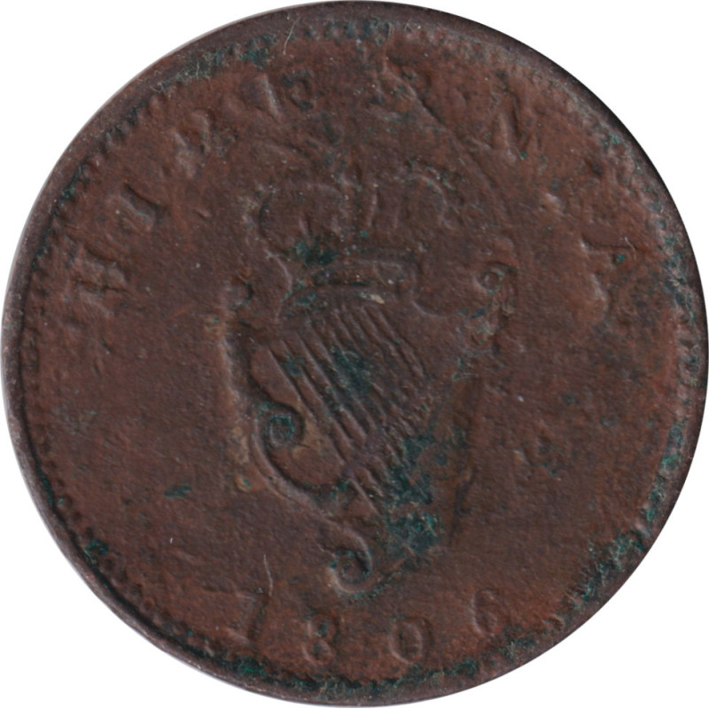 Ireland - 1/4 penny - George III - Buste agé -  1806 - No604