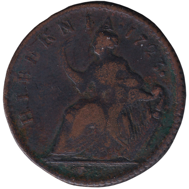 Ireland - 1/2 penny - George I - Harpe à droite - Cuivre - 1723 - No219