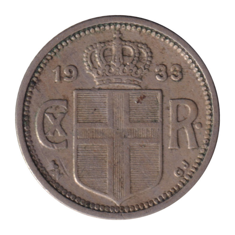 Iceland - 10 aurar - Christian X -  1933 ♡ N GJ - No650