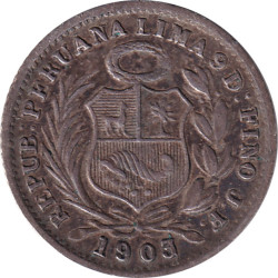 Peru - 1/2 dinero - Liberté assise - Couronne large - 1903 JF - No436