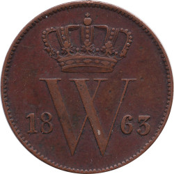 Netherlands - 1 cent - Guillaume III - Monogramme - 1863 - No547