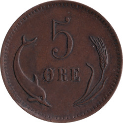 Denmark - 5 ore - Christian IX - 1874 ♡ CS - No631