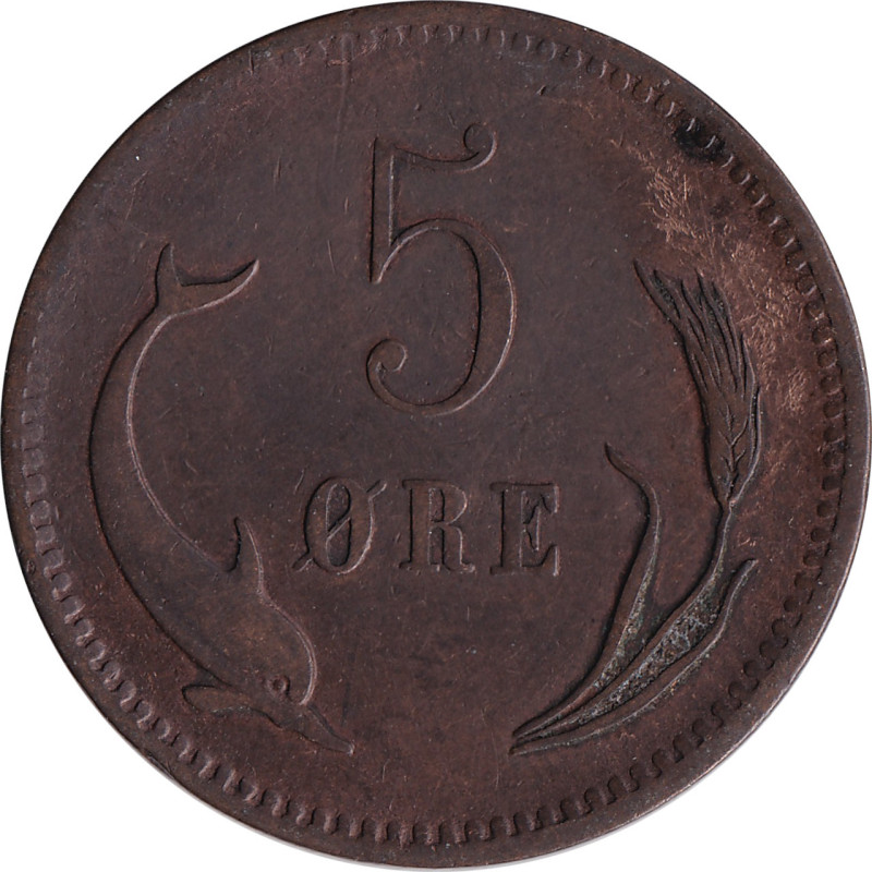 Denmark - 5 ore - Christian IX - 1874 ♡ CS - No632