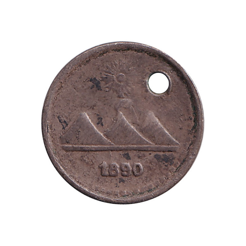 Guatemala - 1/4 real - Montagnes - Petits rameaux au revers - 1890 - No644