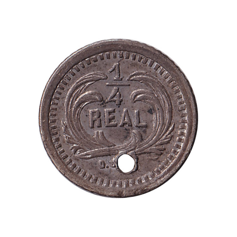 Guatemala - 1/4 real - Montagnes - Petits rameaux au revers - 1884 - No645