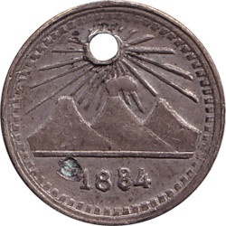 Guatemala - 1/4 real - Montagnes - Petits rameaux au revers - 1884 - No645