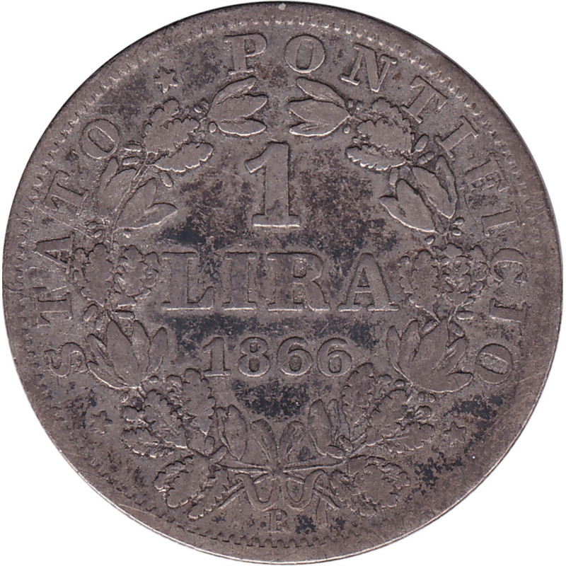 Papal States - 1 lira - Pie XI - 1866 - XXI (1866) R - No804