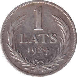 Latvia - 1 lats - Arms -  1924 - No607