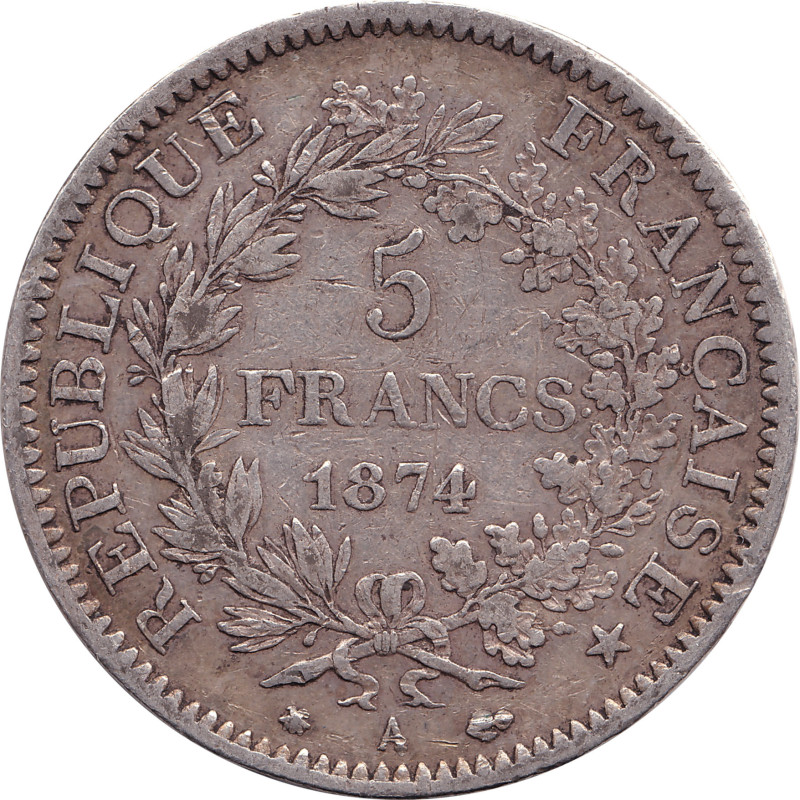 France - 5 francs - Hercule - 1874 A - No1193
