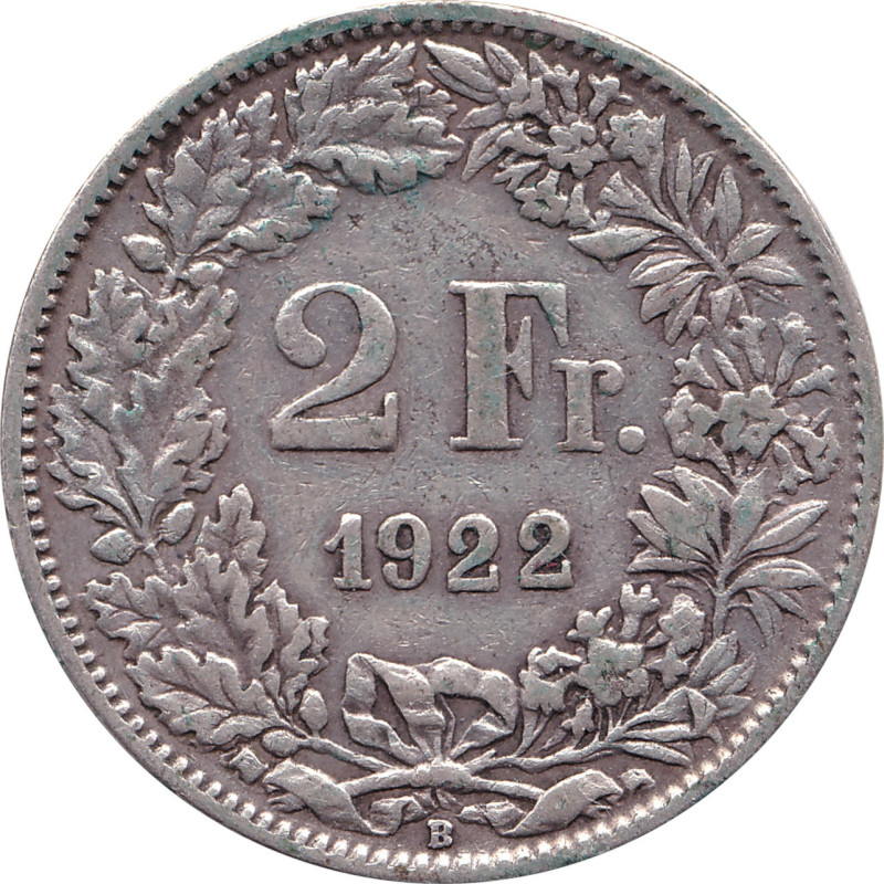 Swiss Confederation - 2 francs - Standing Helvetia - 1922 B - No1196