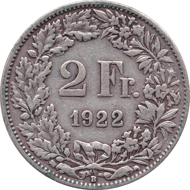Swiss Confederation - 2 francs - Standing Helvetia - 1922 B - No1198