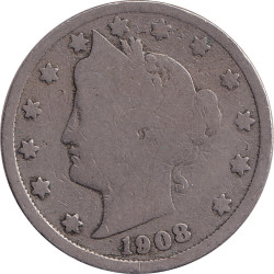 United States of America - 5 cents - Tête de la Liberté - 1908 - No1232