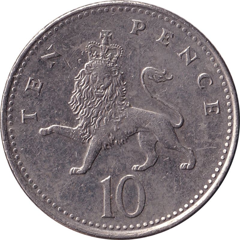 United Kingdom - 10 pence - Elizabeth II - Tête agée - Lion - 2006 - No1234
