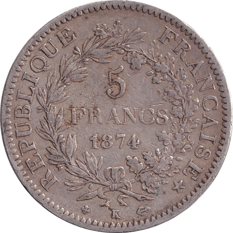 France - 5 francs - Hercule - 1874 K - No1238