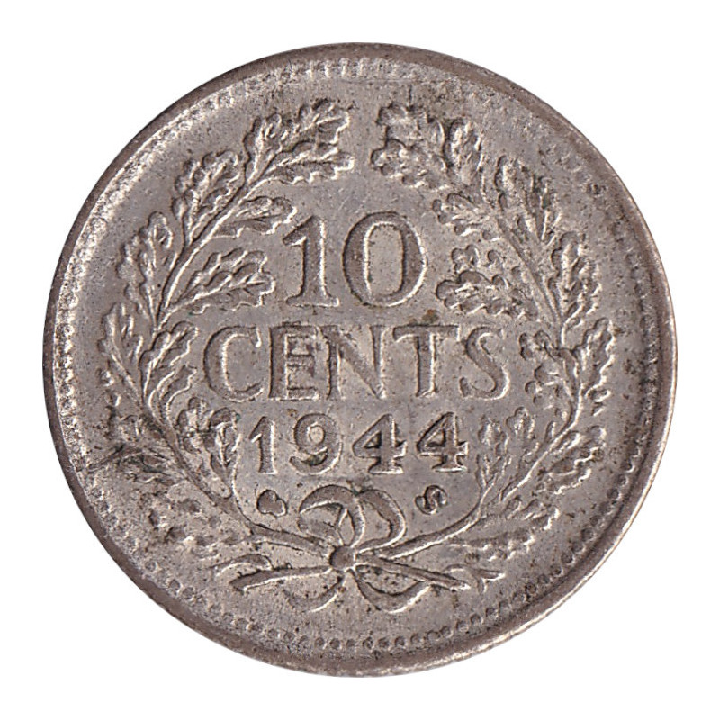 Netherlands - 10 cents - Wilhelmina I - Mature head - 1944 S - No1257