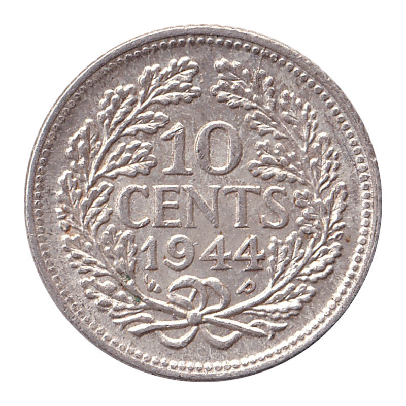 Netherlands - 10 cents - Wilhelmina I - Mature head - 1944 P - No1258
