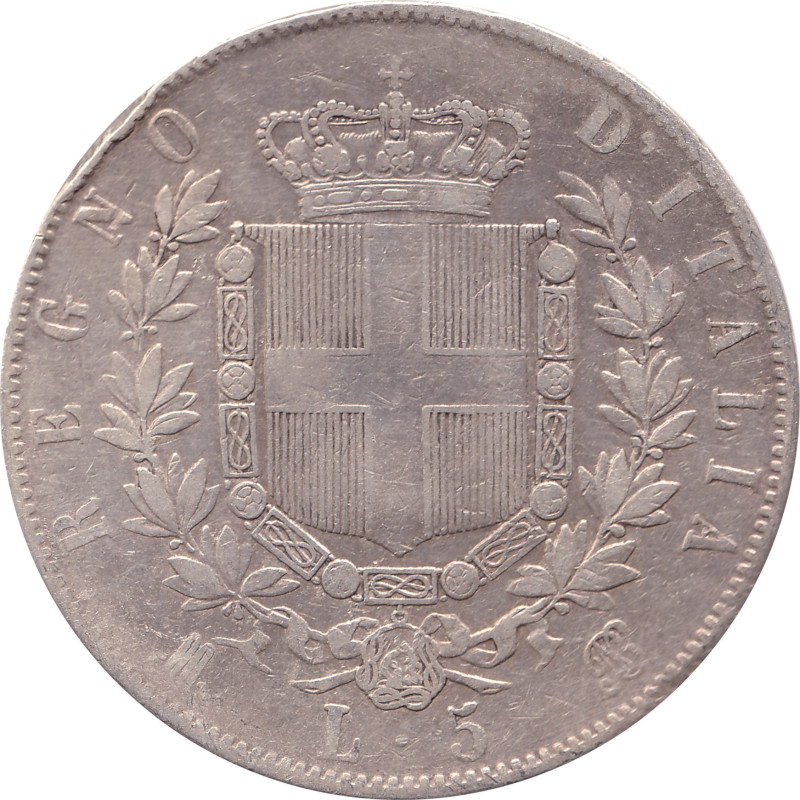 Italy - 5 lire - Victor Emmanuel II - 1871 - No1262