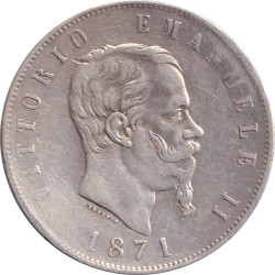 Italy - 5 lire - Victor Emmanuel II - 1871 - No1262