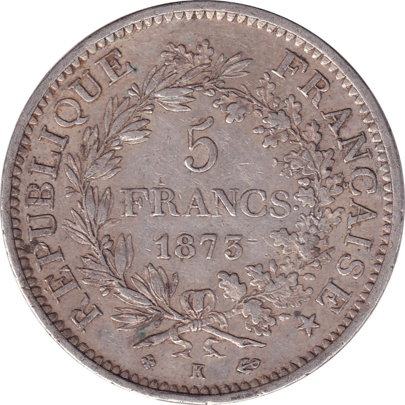 France - 5 francs - Hercule - 1873 K - No1291