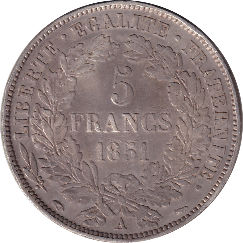 France - 5 francs - Cérès - Deuxième République - 1851 A - No1292