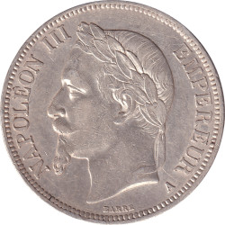 France - 5 francs - Napoléon III - Argent - Tête laurée - 1867 A - No1294