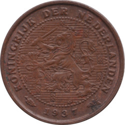 Netherlands - 1/2 cent - Lion héraldique - Grandes branches -  1937 - No575