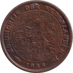 Netherlands - 1/2 cent - Lion héraldique - Grandes branches -  1936 - No577