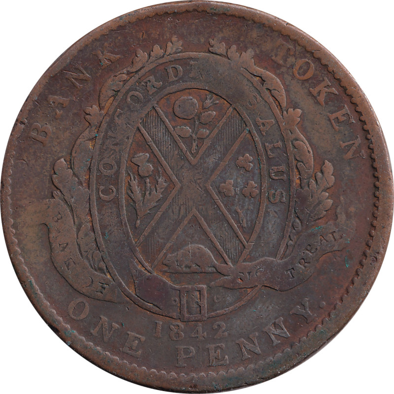 Canadian Provinces - 1 penny - Banque de Montréal - Front view - 1842 - No1379