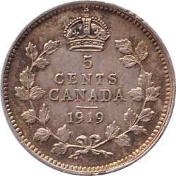Canada - 5 cents - George V - Petit module - 1919 - No1385