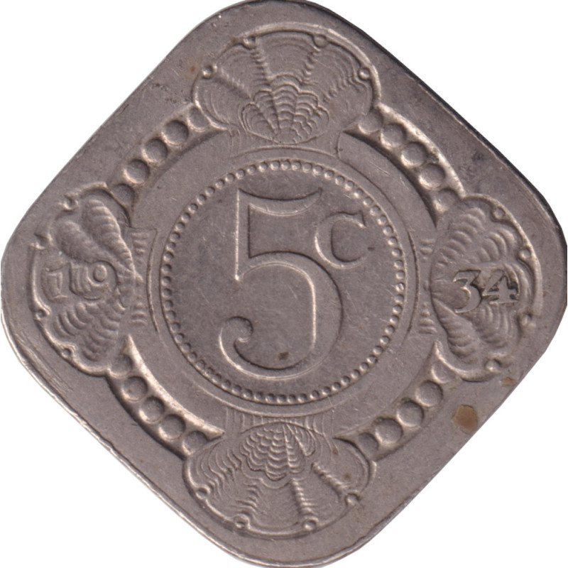 Netherlands - 5 cents - Wilhelmina I - Tulipe -  1934 - No625