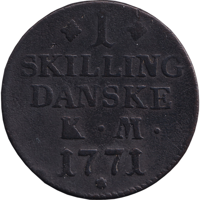 Denmark - 1 skilling - Christian VII - 1771 ♡ KM - No1423