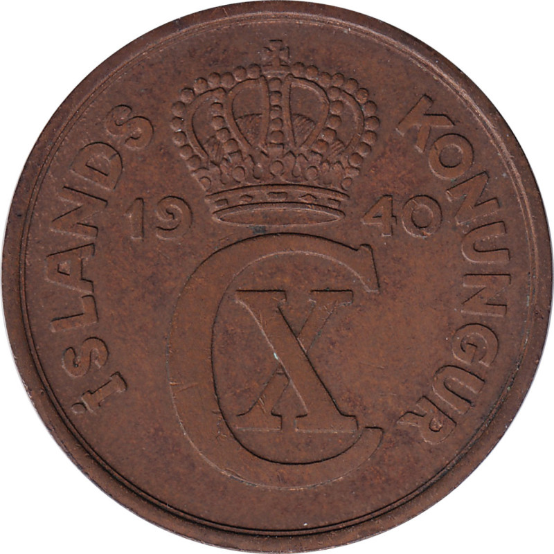 Iceland - 5 aurar - Christian X - 1940 - No1425