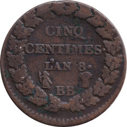 France - 5 centimes - Dupré - Grand module - AN 8 (8) BB - No1474