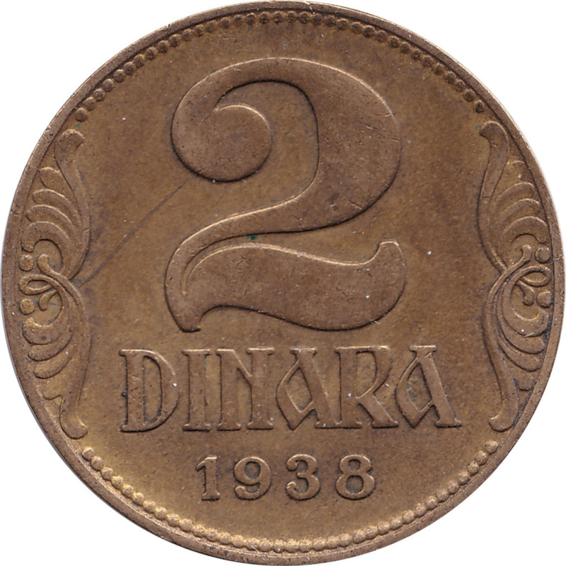 Yugoslavia - 2 dinara - Crown - Large crown - 1938 - No1504