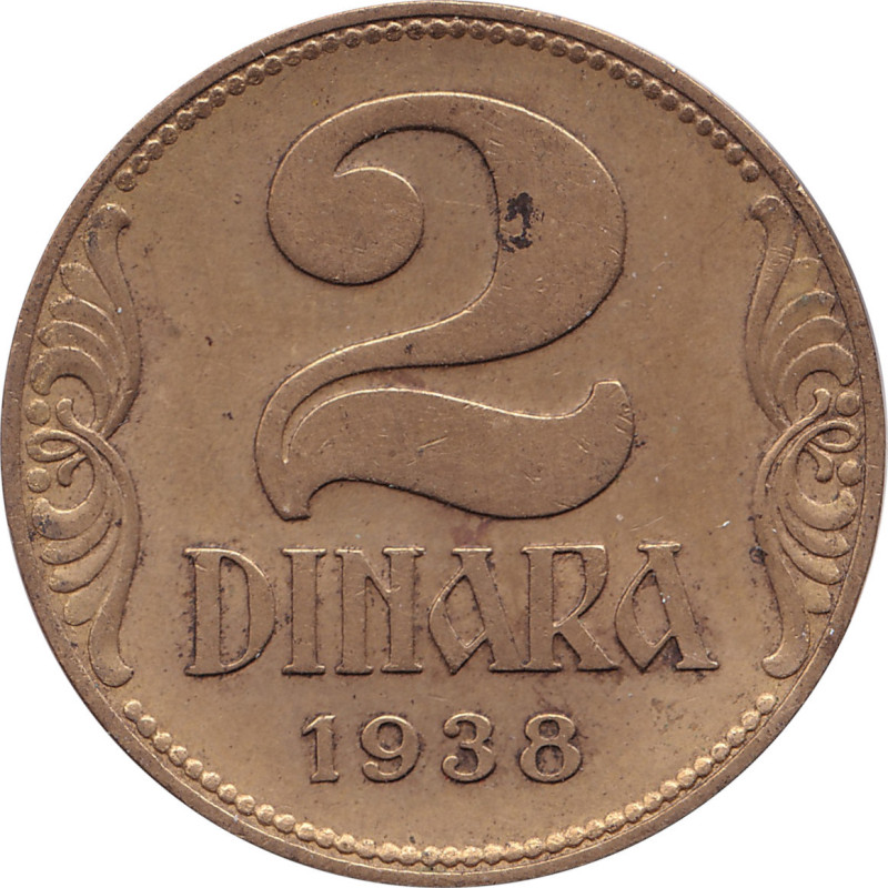 Yugoslavia - 2 dinara - Crown - Large crown - 1938 - No1514